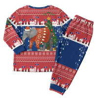 Laos Christmas Pajama Set with Festive Elephant Design and Holiday Village Pattern - Wonder Print Shop