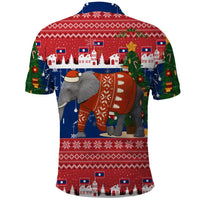 Laos Christmas Polo Shirt with Festive Elephant Design and Holiday Village Pattern - Wonder Print Shop