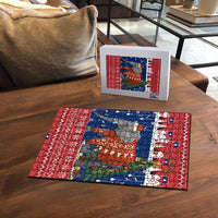 Laos Christmas Puzzle with Festive Elephant Design and Holiday Village Pattern - Wonder Print Shop