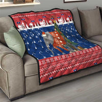 Laos Christmas Quilt with Festive Elephant Design and Holiday Village Pattern - Wonder Print Shop