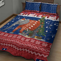 Laos Christmas Quilt Bed Set with Festive Elephant Design and Holiday Village Pattern - Wonder Print Shop