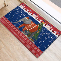 Laos Christmas Rubber Doormat with Festive Elephant Design and Holiday Village Pattern - Wonder Print Shop