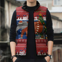 Laos Christmas Sleeveless Puffer Jacket with Festive Elephant Design and Holiday Village Pattern - Wonder Print Shop