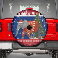 Laos Christmas Spare Tire Cover with Festive Elephant Design and Holiday Village Pattern - Wonder Print Shop