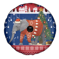 Laos Christmas Spare Tire Cover with Festive Elephant Design and Holiday Village Pattern - Wonder Print Shop