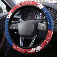 Laos Christmas Steering Wheel Cover with Festive Elephant Design and Holiday Village Pattern - Wonder Print Shop