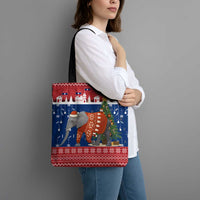 Laos Christmas Tote Bag with Festive Elephant Design and Holiday Village Pattern - Wonder Print Shop