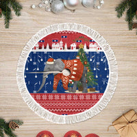Laos Christmas Tree Skirt with Festive Elephant Design and Holiday Village Pattern - Wonder Print Shop