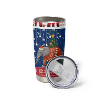 Laos Christmas Tumbler Cup with Festive Elephant Design and Holiday Village Pattern - Wonder Print Shop