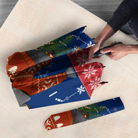 Laos Christmas Umbrella with Festive Elephant Design and Holiday Village Pattern - Wonder Print Shop