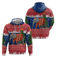 Laos Christmas Zip Hoodie with Festive Elephant Design and Holiday Village Pattern - Wonder Print Shop