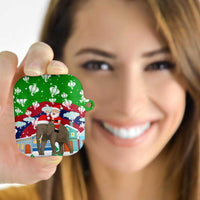 Laos Christmas AirPods Case with Santa Riding Elephant and Festive Flag Pattern - Wonder Print Shop