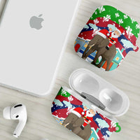 Laos Christmas AirPods Case with Santa Riding Elephant and Festive Flag Pattern - Wonder Print Shop