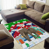 Laos Christmas Area Rug with Santa Riding Elephant and Festive Flag Pattern - Wonder Print Shop