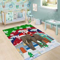 Laos Christmas Area Rug with Santa Riding Elephant and Festive Flag Pattern - Wonder Print Shop