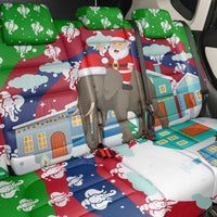 Laos Christmas Back Car Seat Cover with Santa Riding Elephant and Festive Flag Pattern - Wonder Print Shop