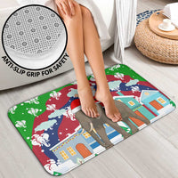 Laos Christmas Bathroom Set with Santa Riding Elephant and Festive Flag Pattern - Wonder Print Shop
