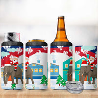 Laos Christmas 4 in 1 Can Cooler Tumbler with Santa Riding Elephant and Festive Flag Pattern - Wonder Print Shop