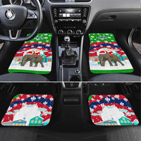 Laos Christmas Car Mats with Santa Riding Elephant and Festive Flag Pattern - Wonder Print Shop