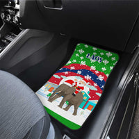 Laos Christmas Car Mats with Santa Riding Elephant and Festive Flag Pattern - Wonder Print Shop