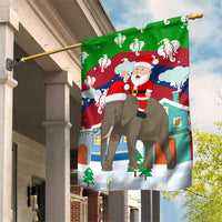 Laos Christmas Garden Flag with Santa Riding Elephant and Festive Flag Pattern - Wonder Print Shop