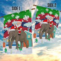Laos Christmas Garden Flag with Santa Riding Elephant and Festive Flag Pattern - Wonder Print Shop