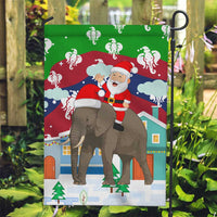 Laos Christmas Garden Flag with Santa Riding Elephant and Festive Flag Pattern - Wonder Print Shop