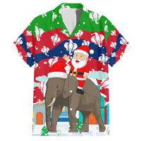 Laos Christmas Hawaiian Shirt with Santa Riding Elephant and Festive Flag Pattern - Wonder Print Shop