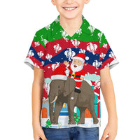 Laos Christmas Hawaiian Shirt with Santa Riding Elephant and Festive Flag Pattern - Wonder Print Shop
