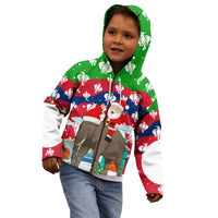 Laos Christmas Kid Hoodie with Santa Riding Elephant and Festive Flag Pattern - Wonder Print Shop