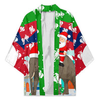 Laos Christmas Kimono with Santa Riding Elephant and Festive Flag Pattern - Wonder Print Shop
