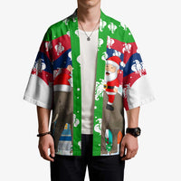 Laos Christmas Kimono with Santa Riding Elephant and Festive Flag Pattern - Wonder Print Shop