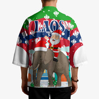 Laos Christmas Kimono with Santa Riding Elephant and Festive Flag Pattern - Wonder Print Shop