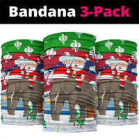 Laos Christmas Neck Gaiter with Santa Riding Elephant and Festive Flag Pattern - Wonder Print Shop