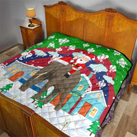Laos Christmas Quilt with Santa Riding Elephant and Festive Flag Pattern - Wonder Print Shop