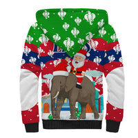Laos Christmas Sherpa Hoodie with Santa Riding Elephant and Festive Flag Pattern - Wonder Print Shop