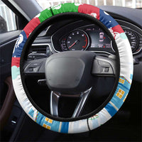 Laos Christmas Steering Wheel Cover with Santa Riding Elephant and Festive Flag Pattern - Wonder Print Shop