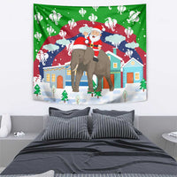 Laos Christmas Tapestry with Santa Riding Elephant and Festive Flag Pattern - Wonder Print Shop