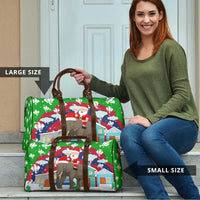 Laos Christmas Travel Bag with Santa Riding Elephant and Festive Flag Pattern - Wonder Print Shop