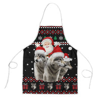Latvia Christmas Apron with Santa Claus and Wolves in Holiday Pattern Design - Wonder Print Shop