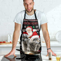 Latvia Christmas Apron with Santa Claus and Wolves in Holiday Pattern Design - Wonder Print Shop