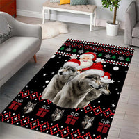 Latvia Christmas Area Rug with Santa Claus and Wolves in Holiday Pattern Design - Wonder Print Shop