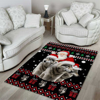 Latvia Christmas Area Rug with Santa Claus and Wolves in Holiday Pattern Design - Wonder Print Shop
