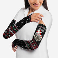 Latvia Christmas Arm Sleeves with Santa Claus and Wolves in Holiday Pattern Design - Wonder Print Shop