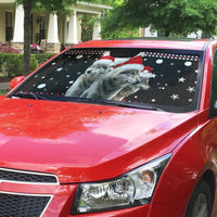 Latvia Christmas Auto Sun Shade with Santa Claus and Wolves in Holiday Pattern Design - Wonder Print Shop