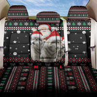 Latvia Christmas Back Car Seat Cover with Santa Claus and Wolves in Holiday Pattern Design - Wonder Print Shop