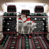 Latvia Christmas Back Car Seat Cover with Santa Claus and Wolves in Holiday Pattern Design - Wonder Print Shop