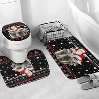 Latvia Christmas Bathroom Set with Santa Claus and Wolves in Holiday Pattern Design - Wonder Print Shop