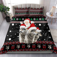 Latvia Christmas Bedding Set with Santa Claus and Wolves in Holiday Pattern Design - Wonder Print Shop