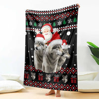 Latvia Christmas Blanket with Santa Claus and Wolves in Holiday Pattern Design - Wonder Print Shop